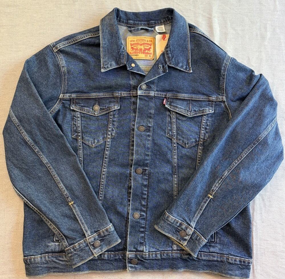 Levi Strauss & Co Mens Standard Trucker Denim Jacket Dark Wash Size XL